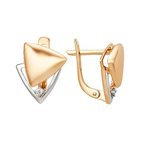 Серьги из красного золота с фианитами