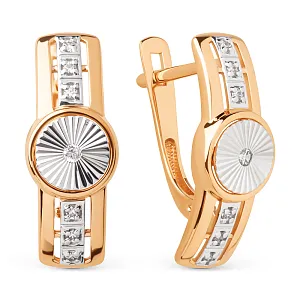 Серьги из красного золота с фианитами