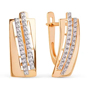 Серьги из красного золота с фианитами