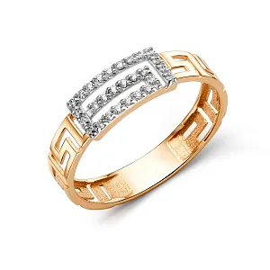 Кольцо из красного золота с фианитами