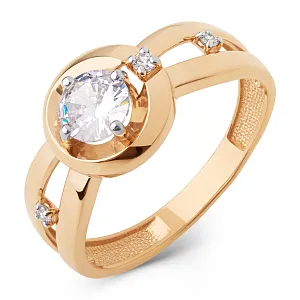 Кольцо из красного золота с фианитами