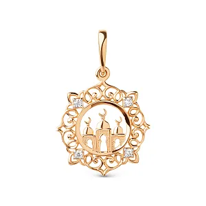 Подвеска из красного золота с фианитами