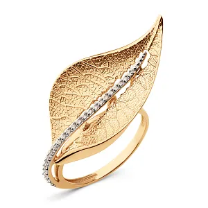 Кольцо из красного золота с фианитами