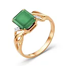 Кольцо из красного золота с зеленым агатом