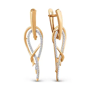 Серьги из красного золота с фианитами