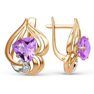 Серьги из красного золота с аметистами