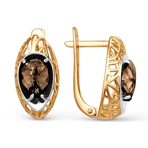 Серьги из красного золота с раухтопазами