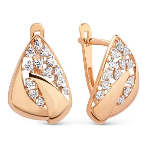 Серьги из красного золота с фианитами