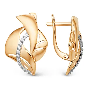 Серьги из красного золота с фианитами