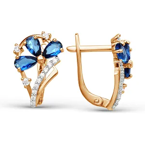 Серьги из красного золота с лондон топазами