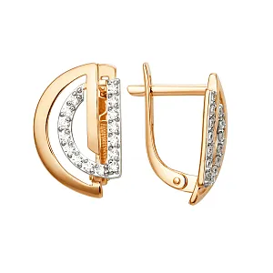 Серьги из красного золота с фианитами