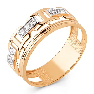 Кольцо из красного золота с фианитами