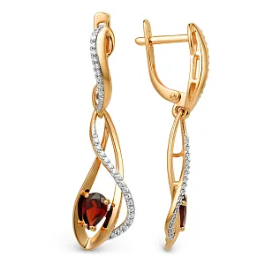 Серьги из красного золота с гранатами