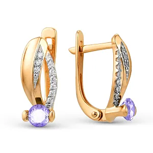 Серьги из красного золота с аметистами