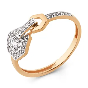 Кольцо из красного золота с фианитами