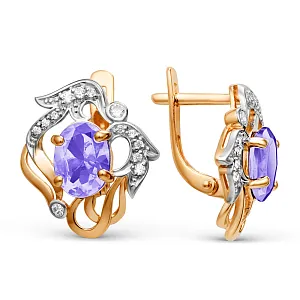 Серьги из красного золота с аметистами