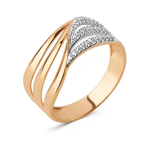 Кольцо из красного золота с фианитами