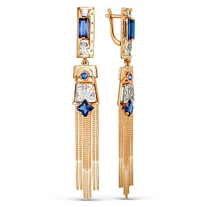 Серьги из красного золота с лондон топазами