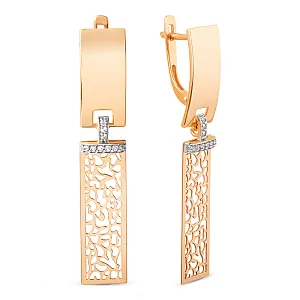 Серьги из красного золота с фианитами