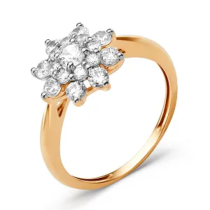 Кольцо из красного золота с фианитами