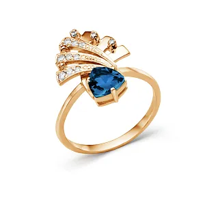 Кольцо из красного золота с лондон топазом