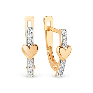 Серьги из красного золота с фианитами