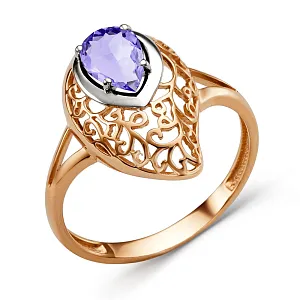 Кольцо из красного золота с аметистом
