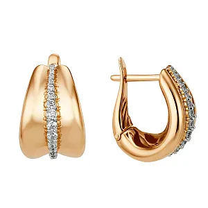 Серьги из красного золота с фианитами