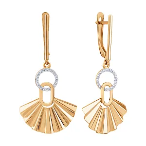 Серьги из красного золота с фианитами