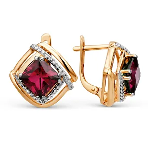 Серьги из красного золота с корундами