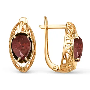 Серьги из красного золота с гранатами