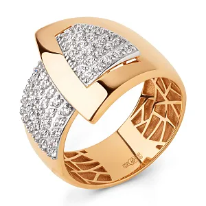 Кольцо из красного золота с фианитами