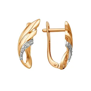 Серьги из красного золота с фианитами