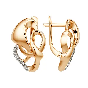 Серьги из красного золота с фианитами