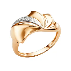 Кольцо из красного золота с фианитами