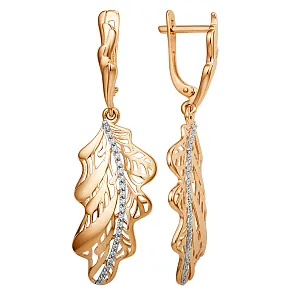 Серьги из красного золота с фианитами