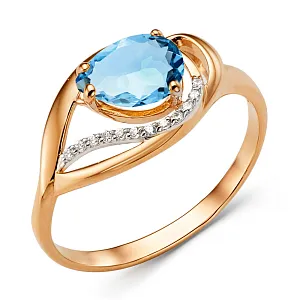 Кольцо из красного золота с swiss топазом