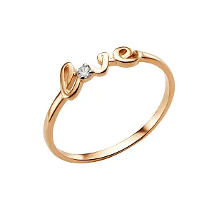 Кольцо из красного золота с фианитом