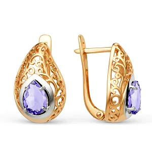 Серьги из красного золота с аметистами
