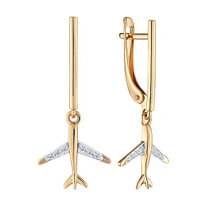 Серьги из красного золота с фианитами