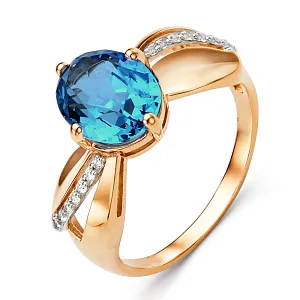 Кольцо из красного золота с лондон топазом