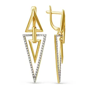 Серьги из желтого золота с фианитами