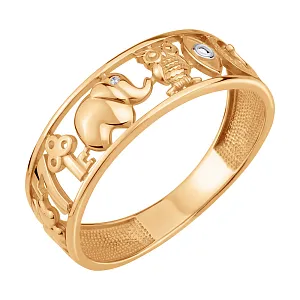 Кольцо из красного золота с фианитом