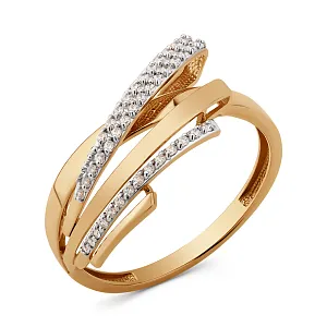 Кольцо из красного золота с фианитами