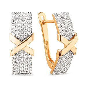 Серьги из красного золота с фианитами