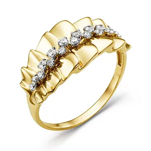 Кольцо из желтого золота с фианитами