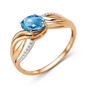 Кольцо из красного золота с swiss топазом
