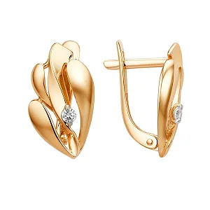 Серьги из красного золота с фианитами