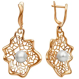 Серьги из красного золота с жемчугом