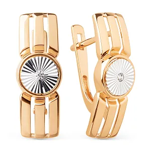 Серьги из красного золота с фианитами